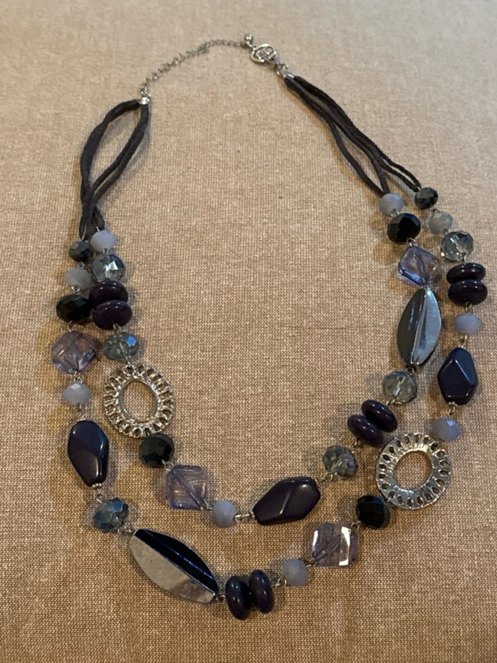 Multistrand Blue Statement Beaded Necklace